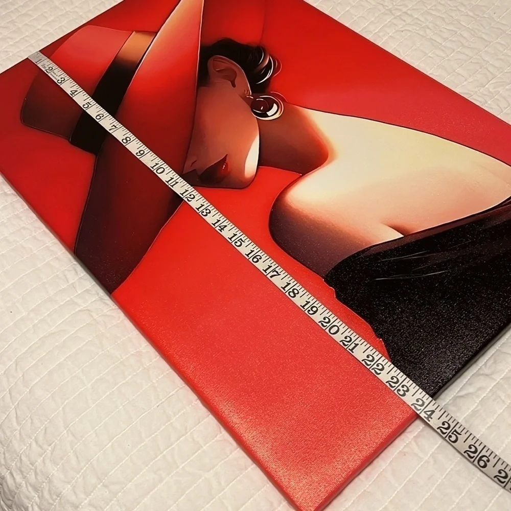 Abstract painting print stylish Woman with red hat 16”x24” lightweight NEW
